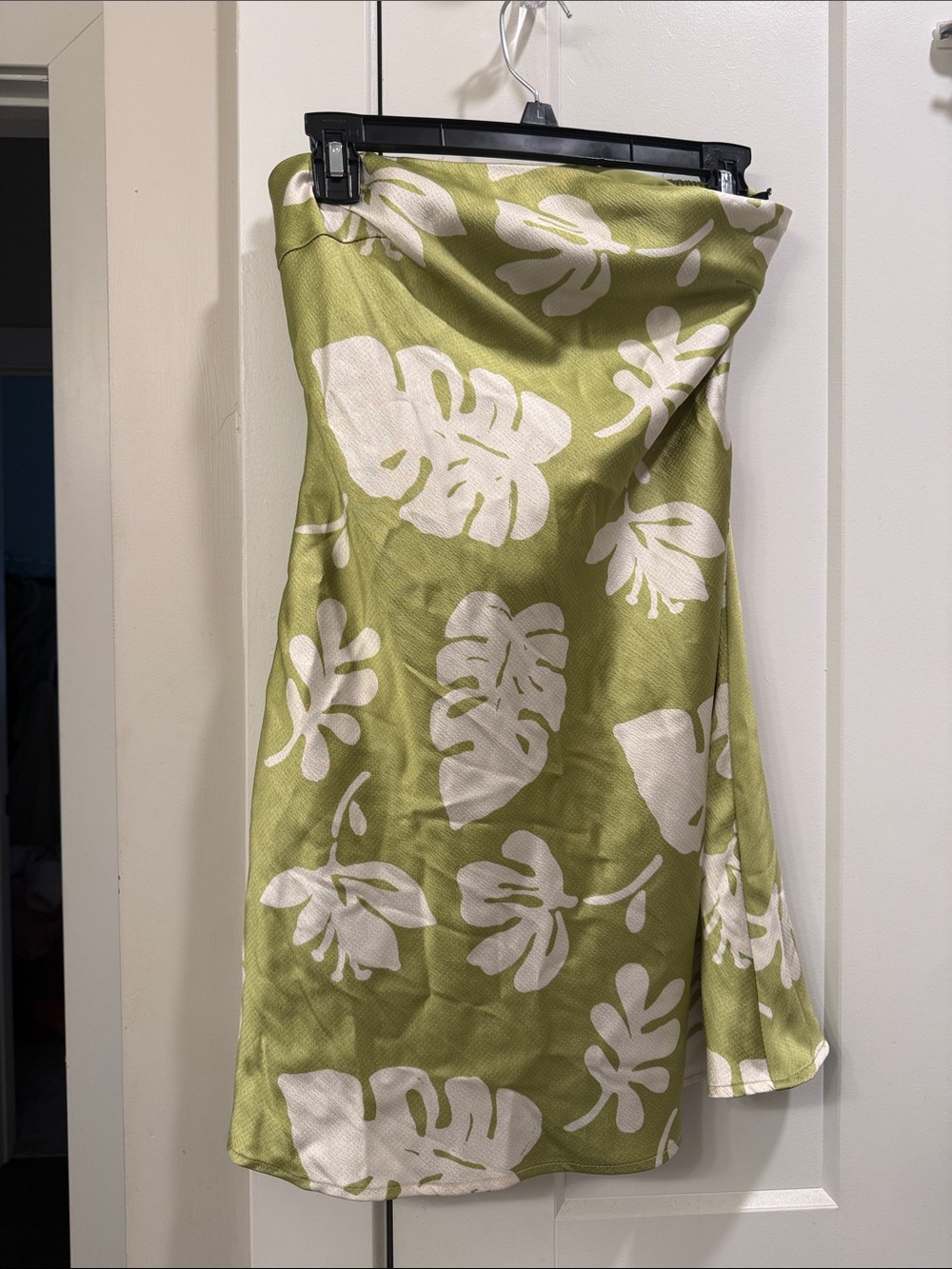 Forever 21 Olive Green and White Strapless Tropical Dress